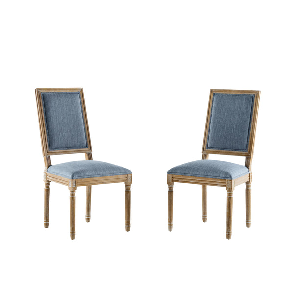 Gdf Studio HaChiMi French Country Dining Chairs - Elegant Cane Backrest & Upholstered Seats Set Of 2