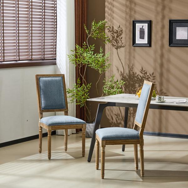 gdf studio HaChiMi French Country Dining Chairs - Elegant Cane Backrest & Upholstered Seats Set of 2