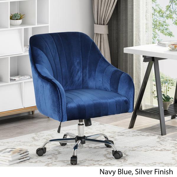 Gdf Studio Haiden Glam Velvet Home Office Chair With Swivel Base
