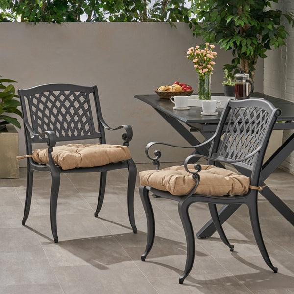 Gdf Studio Hallandale Outdoor Dining Chair With Cushion (Set Of 2)