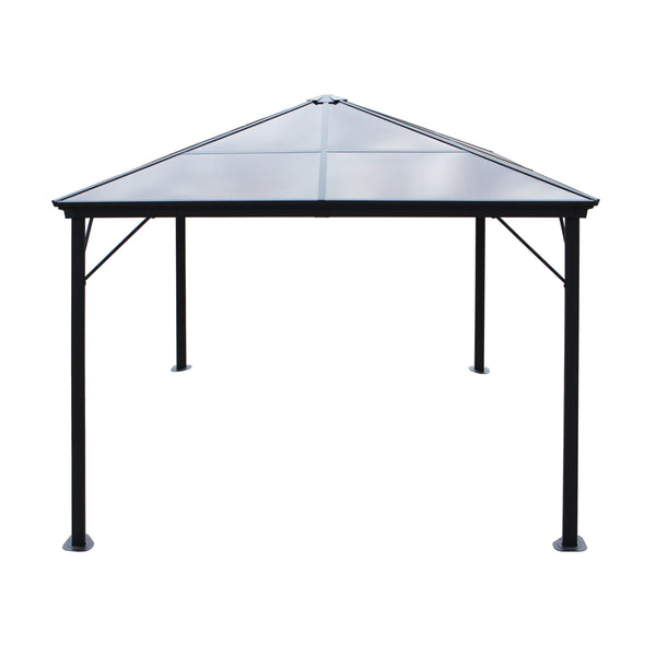 gdf studio Halley Outdoor 10 x 10 Foot Black Rust Proof Aluminum Framed Hardtop Gazebo (No Curtains)