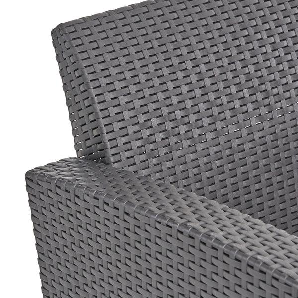 Gdf Studio Halston Outdoor 2-Seater Wicker Print Club Chair Chat Set With Propane Fire Pit