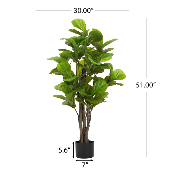 Gdf Studio Halvard 51" Artificial Fiddle Leaf Fig Tree With Pot