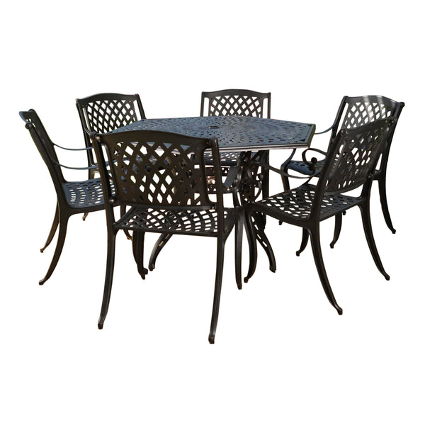 gdf studio Hammond 7 Piece Bronze Cast Aluminum Outdoor Dining Set