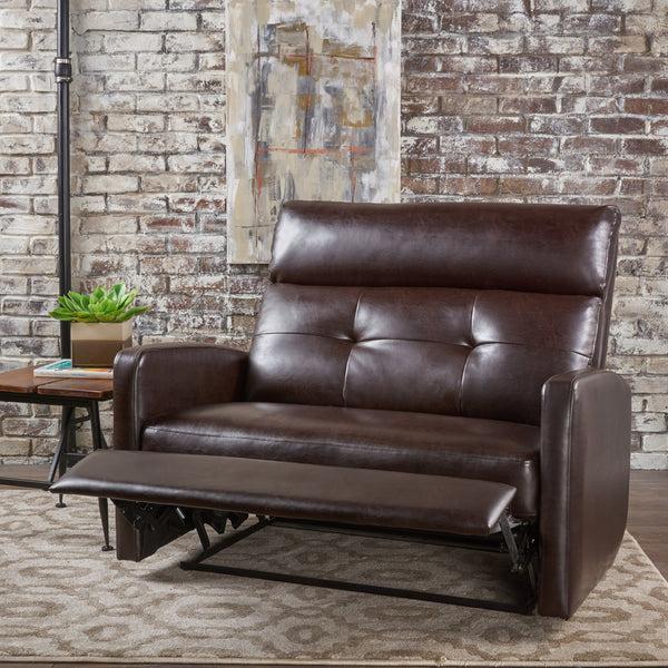 Gdf Studio Hana Plush Cushion Tufted Back Leather Loveseat Recliner