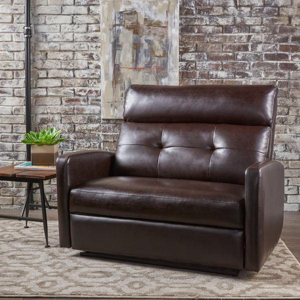 Gdf Studio Hana Plush Cushion Tufted Back Leather Loveseat Recliner
