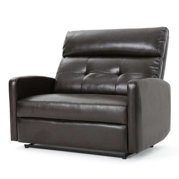 gdf studio Hana Plush Cushion Tufted Back Leather Loveseat Recliner