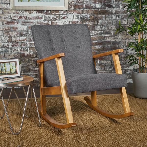 Gdf Studio Hank Mid Century Modern Fabric Rocking Chair