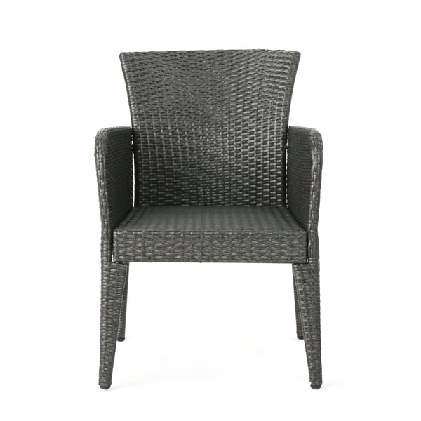 Gdf Studio Hans Outdoor 5 Piece Wicker Dining Set Grey