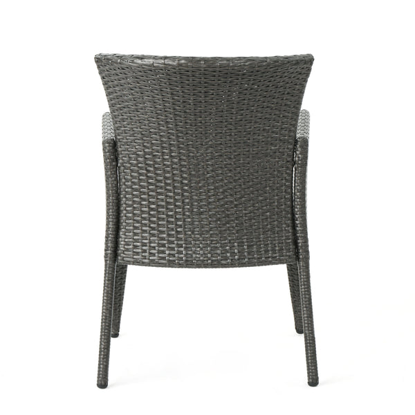 Gdf Studio Hans Outdoor 5 Piece Wicker Dining Set Grey