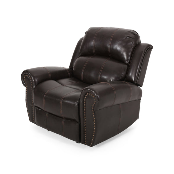 gdf studio Harbor Brown Leather Glider Recliner Club Chair
