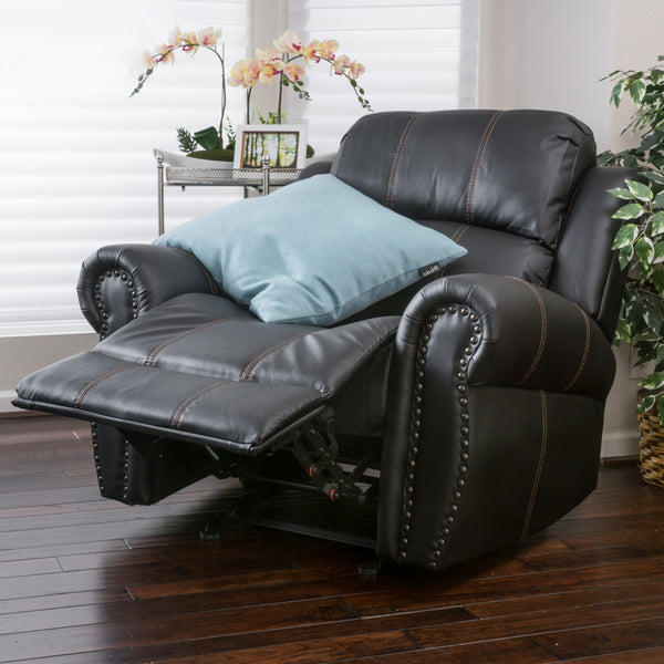 Gdf Studio Harbor Contemporary Upholstered Faux Leather Gliding Recliner