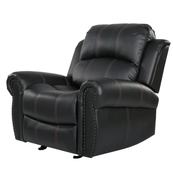 gdf studio Harbor Contemporary Upholstered Faux Leather Gliding Recliner