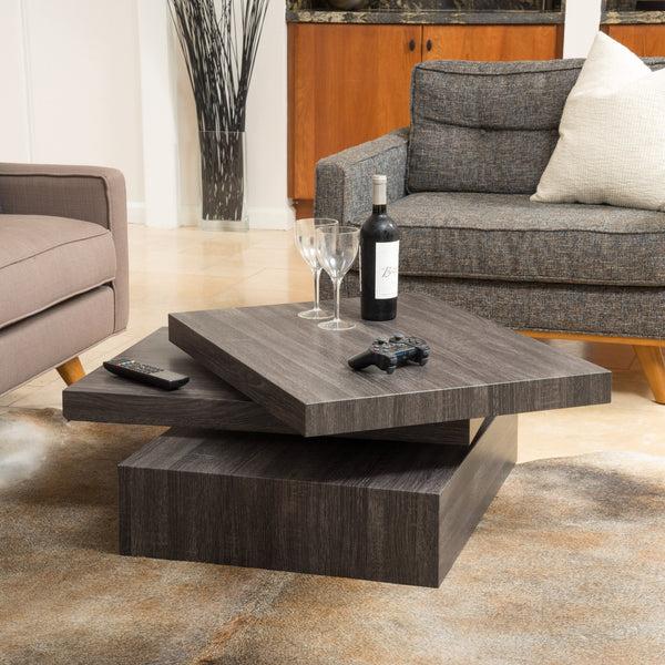 Gdf Studio Haring Square Rotating Wood Coffee Table