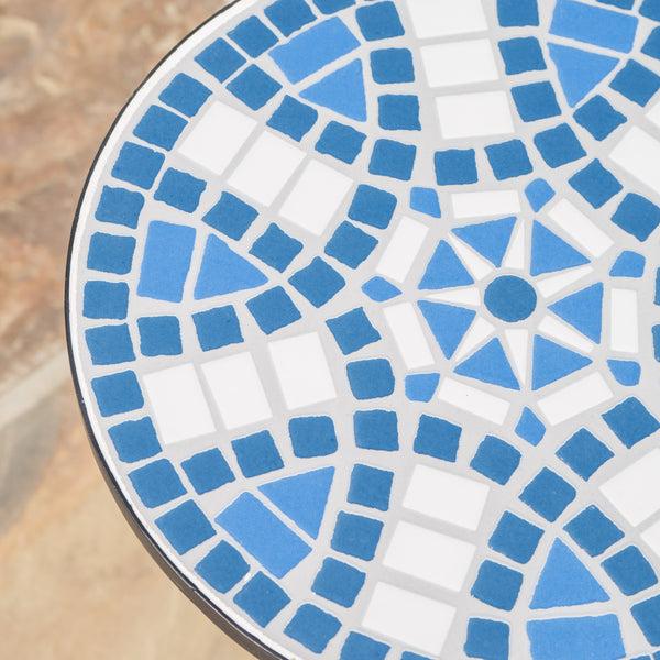 Gdf Studio Harington Outdoor Blue & White Ceramic Tile Iron Frame Side Table