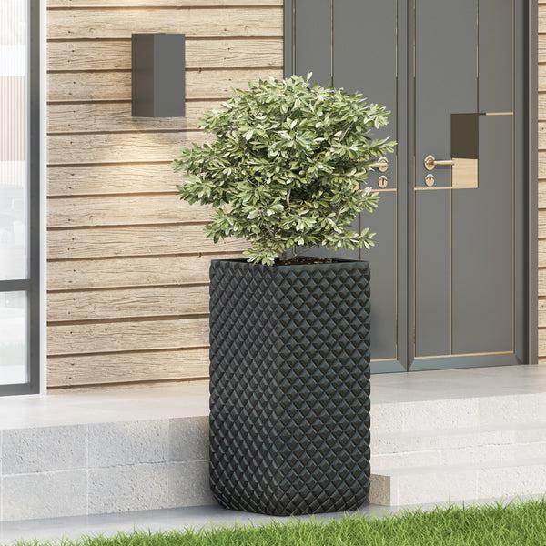 Gdf Studio Harlar Outdoor Cast Stone Planter Matte Black