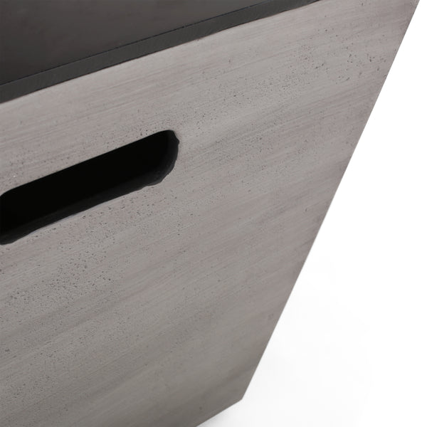 Gdf Studio Harmon Outdoor Lightweight Concrete And Ceramic Tank Holder Side Table Dark Gray And Black