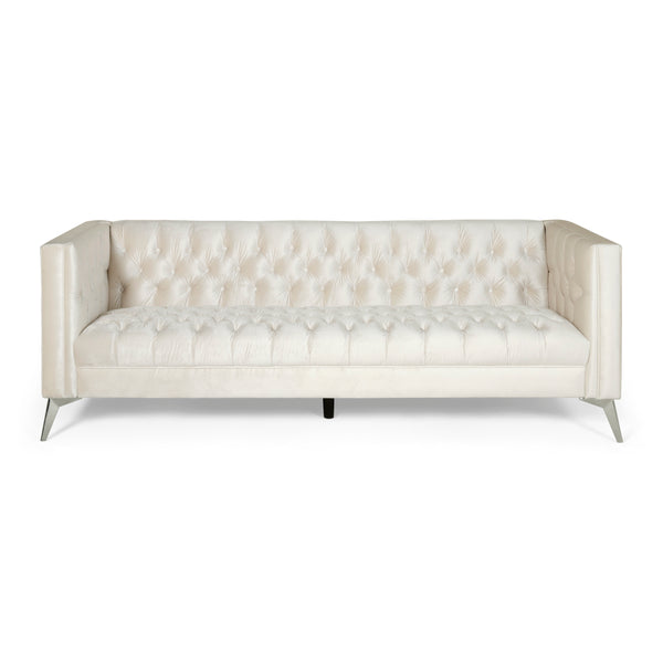 Gdf Studio Harnoor Contemporary Tufted Velvet 3 Seater Sofa
