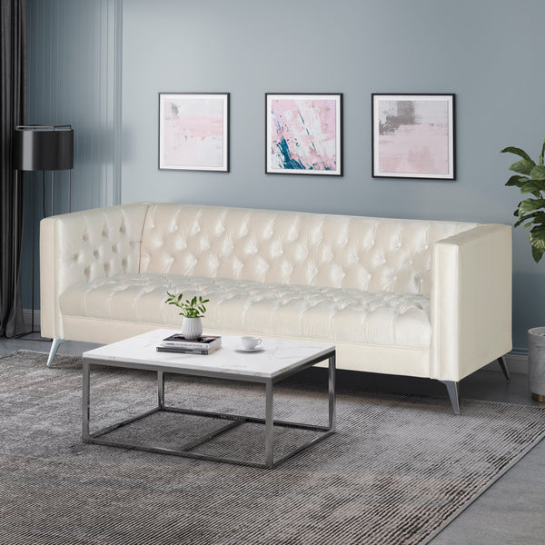 gdf studio Harnoor Contemporary Tufted Velvet 3 Seater Sofa