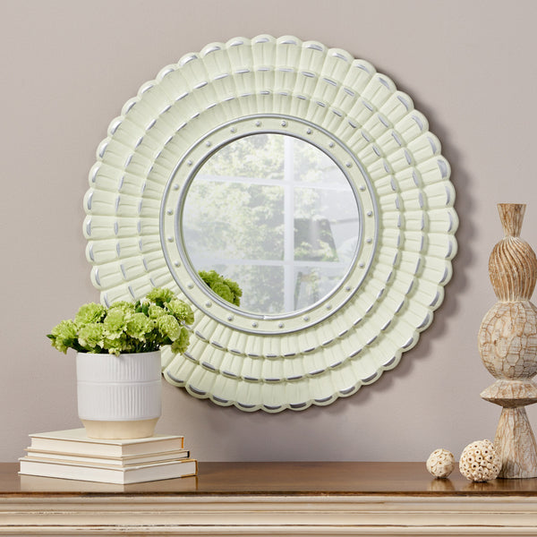 Gdf Studio Harriet Modern Round Mirror With Carved Frame