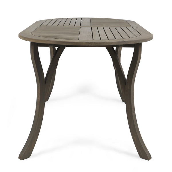 Gdf Studio Harris Outdoor 7 Piece Wood And Wicker Dining Set Gray Finish And Gray