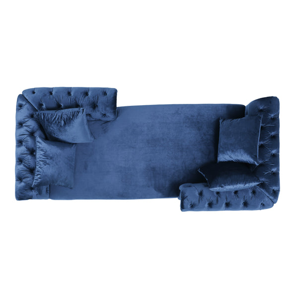 Gdf Studio Harrisville Modern Glam Tufted Velvet Tete-a-Tete Chaise Lounge With Accent Pillows