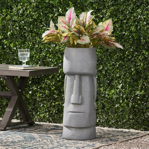 Gdf Studio Harrod Outdoor Easter Island Statue Decorative Planter Stone Gray