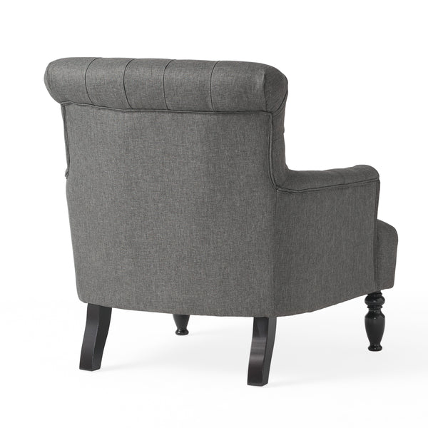 Gdf Studio Harvey Contemporary Button-Tufted Fabric Club Chair With Rolled Backrest