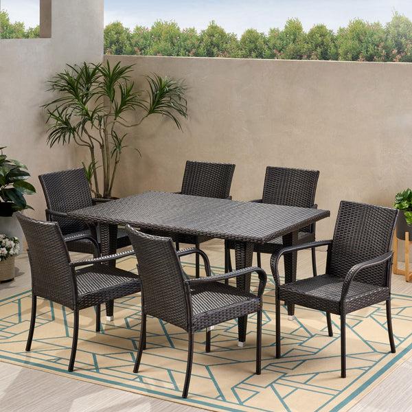 gdf studio Havik Outdoor Contemporary 6 Seater Wicker Dining Set