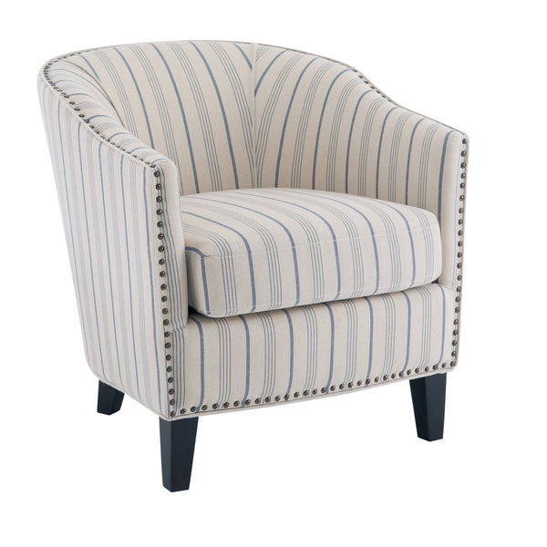 Gdf Studio Hawthorne Beige And Blue Stripe Fabric Arm Chair (Set Of 1)