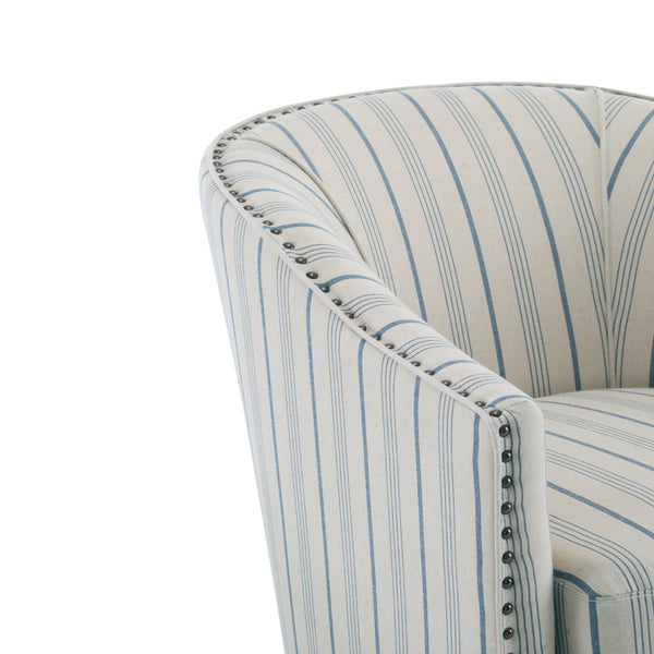 Gdf Studio Hawthorne Beige And Blue Stripe Fabric Arm Chair (Set Of 1)