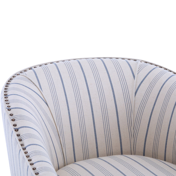 Gdf Studio Hawthorne Beige And Blue Stripe Fabric Arm Chair (Set Of 1)