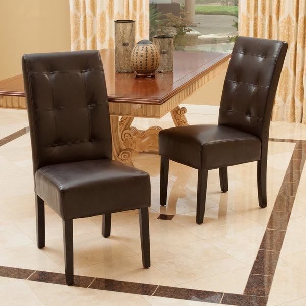 Gdf Studio Haynes Brown Leather Dining Chairs (Set Of 2)