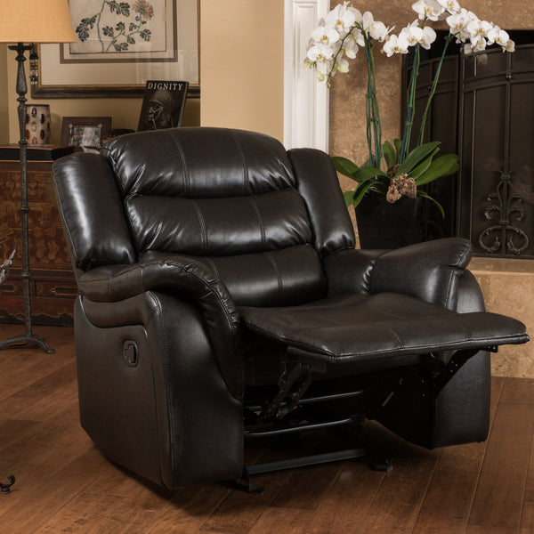 Gdf Studio Hayvenhurst Black Leather Recliner/Glider Chair
