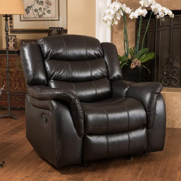 Gdf Studio Hayvenhurst Black Leather Recliner/Glider Chair