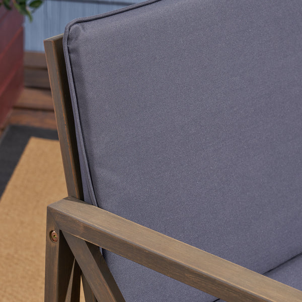 Gdf Studio Hazel Outdoor Acacia Wood Club Chairs With Cushions