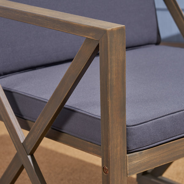 Gdf Studio Hazel Outdoor Acacia Wood Club Chairs With Cushions