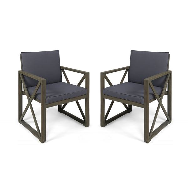 gdf studio Hazel Outdoor Acacia Wood Club Chairs with Cushions