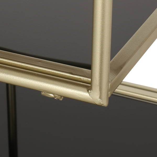 Gdf Studio Hazlett Contemporary 3 Shelf Circular Bookcase Black Gold And Antique