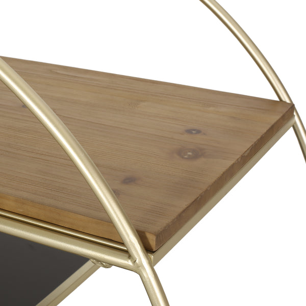 Gdf Studio Hazlett Contemporary 3 Shelf Circular Bookcase Black Gold And Antique