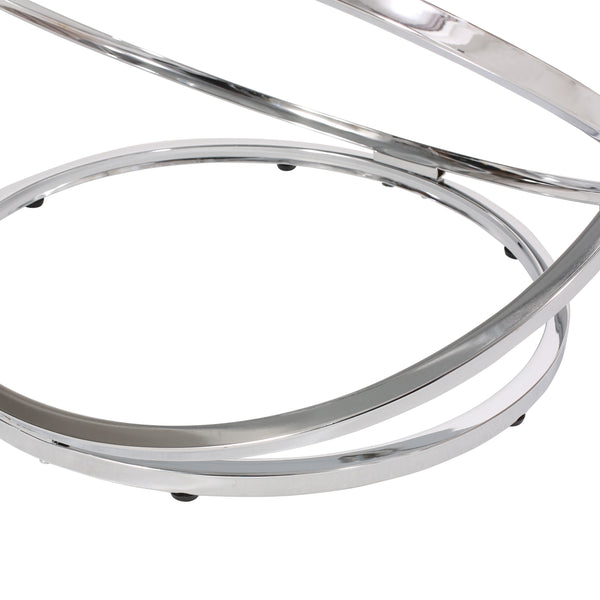 Gdf Studio Hearney Modern Glass Top Round Coffee Table Gray And Chrome
