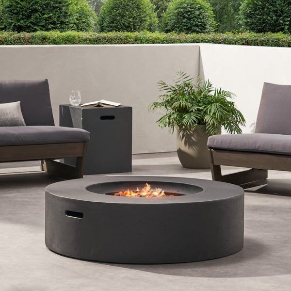 Gdf Studio Hearth Circular 50K BTU Outdoor Gas Fire Pit Table With Tank Holder