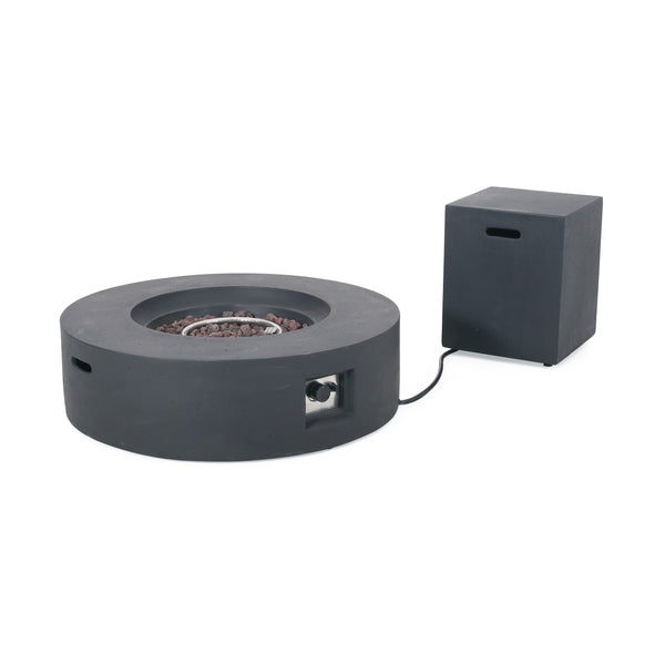 gdf studio Hearth Circular 50K BTU Outdoor Gas Fire Pit Table with Tank Holder
