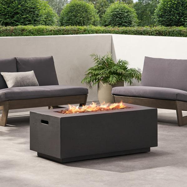 Gdf Studio Hearth Outdoor 40 000 BTU Lightweight Concrete Rectangular Fire Pit (No Tank Holder)