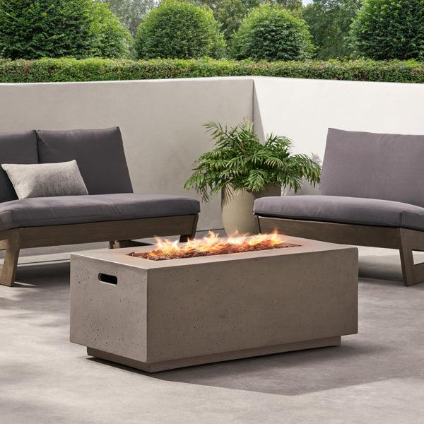 gdf studio Hearth Outdoor 40 000 BTU Lightweight Concrete Rectangular Fire Pit (No Tank Holder)