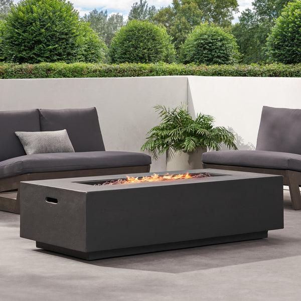 Gdf Studio Hearth Outdoor 50 000 BTU Lightweight Concrete Rectangular Fire Pit (No Tank Holder)