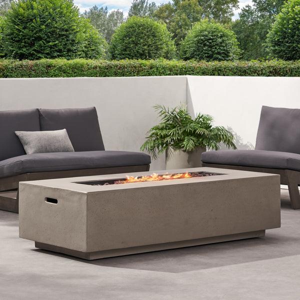 gdf studio Hearth Outdoor 50 000 BTU Lightweight Concrete Rectangular Fire Pit (No Tank Holder)