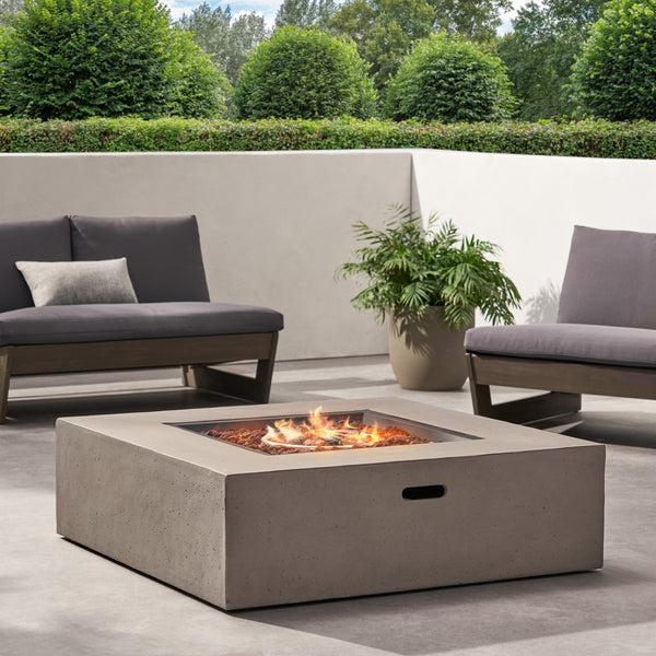 gdf studio Hearth Outdoor 50 000 BTU Lightweight Concrete Square Fire Pit (No Tank Holder)