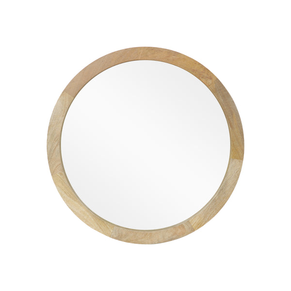 gdf studio Heather Modern Round Mirror with Mango Wood Frame