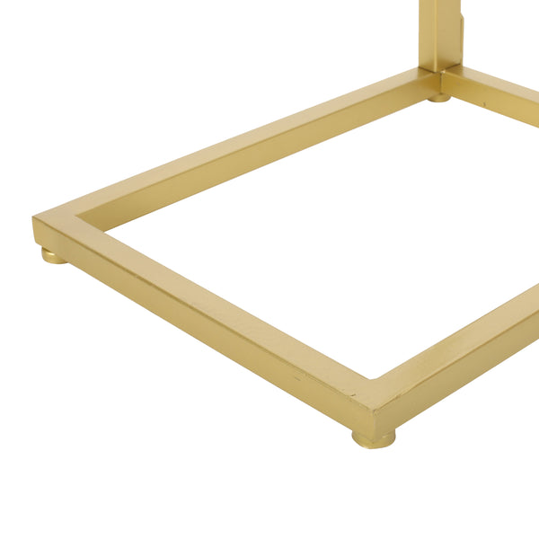Gdf Studio Hebble Modern Glam Glass Top C-Shaped Side Table Gold